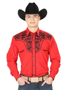 El Señor de los Cielos Embroidery Shirt Red/Black 43298