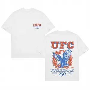 UFC Freedom 250 Graphic T-Shirt| American Eagle Vintage Tee| Two Sided Heavyweight Streetwear Shirt| Oversized 90s Bootleg MMA Fighter Patriotic Merch Gift