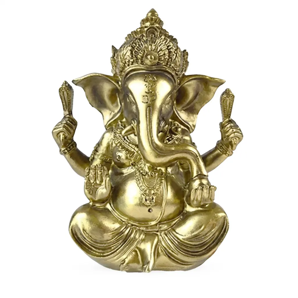 Gold Ganesha Statue — 5.75" Hindu Deity for Wisdom &amp; New Beginnings