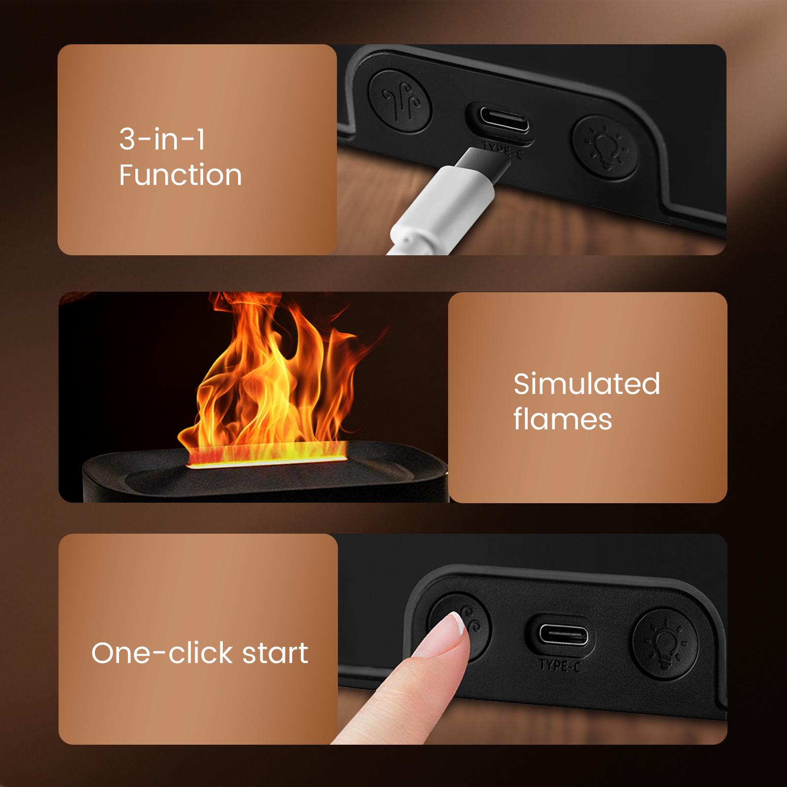 Flame Diffuser with Fire Effect – Essential Oil Aromatherapy Lamp for Bedroom, Living Room, Meditation