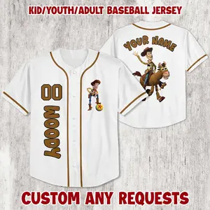 Custom Toy Story Woody Baseball Jersey  Personalized   Woody Jersey  Gift for  s    Birthday Gift  Gift For Baseball Fans