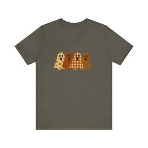 Women's Lightweight Casual Print Fit T-Shirt - Funny Ghost Patchwork Streetwear, Cute Athletic Short-Sleeve Style with Fabric Collars