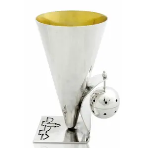 Contemporary Sterling Silver Kiddush Cup with Spice Box