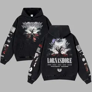 [$$$MANLIFE] 'Glenwood' Lorna Shore Retro Unisex Washed Hoodie Shirt, Lorna Shore 2026 Tour Merch, Unisex Oversize Deathcore Rock Band Cotton T-shirt Gift For Rock Music Lovers Gothic Punk Emo Grunge Y2K Outfits Vintage 90s Lorna Shore Merch