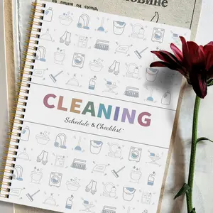 Household Cleaning Plan Book, Household Cleaning Planner, Daily Weekly Monthly Cleaning Chart, Spiral Bound List Style Household Management Handbook, Includes Three Stickers