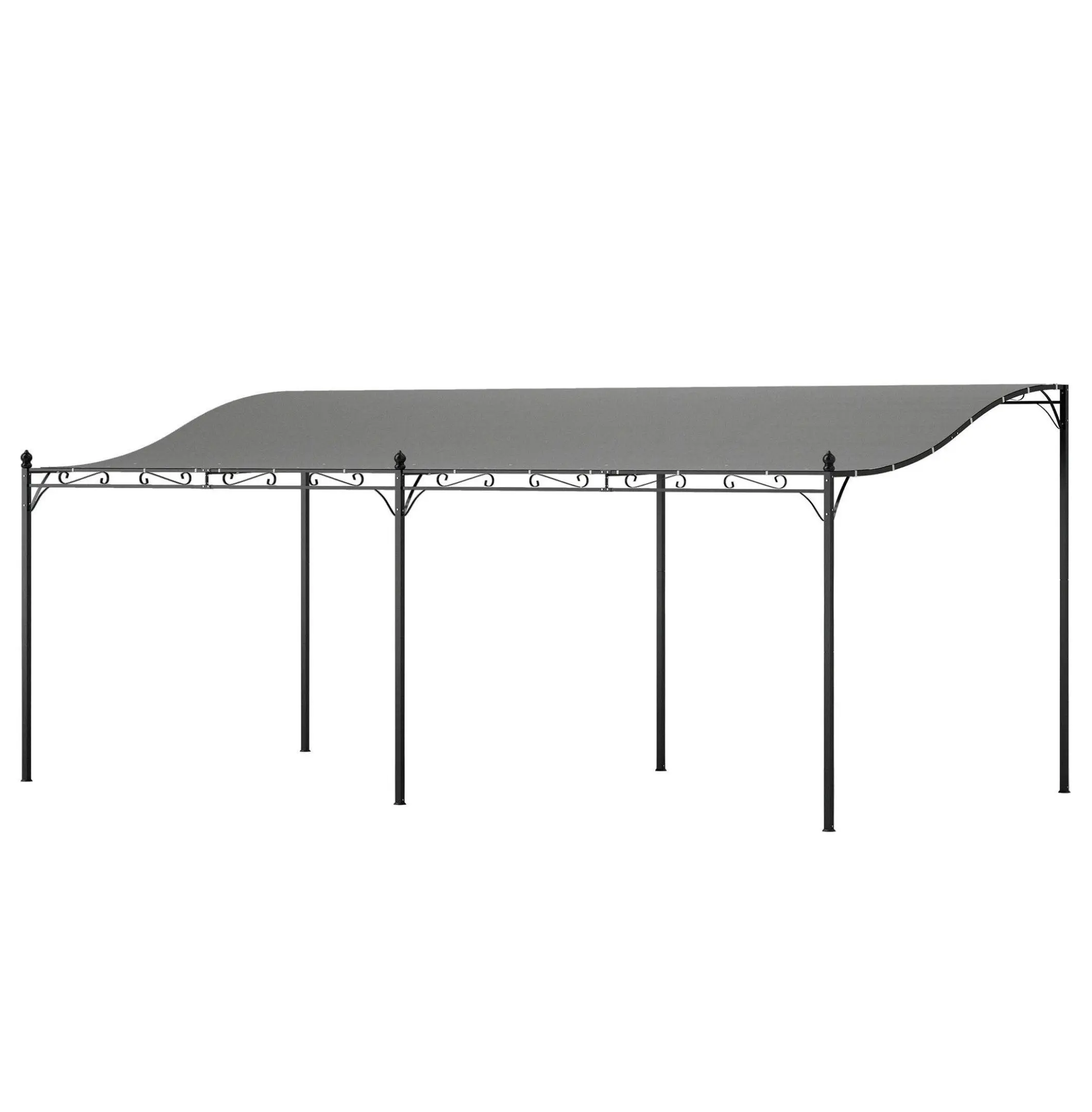 10x20 Outdoor Pergola Canopy, Metal Patio Pergola with Drainage, Dark Gray