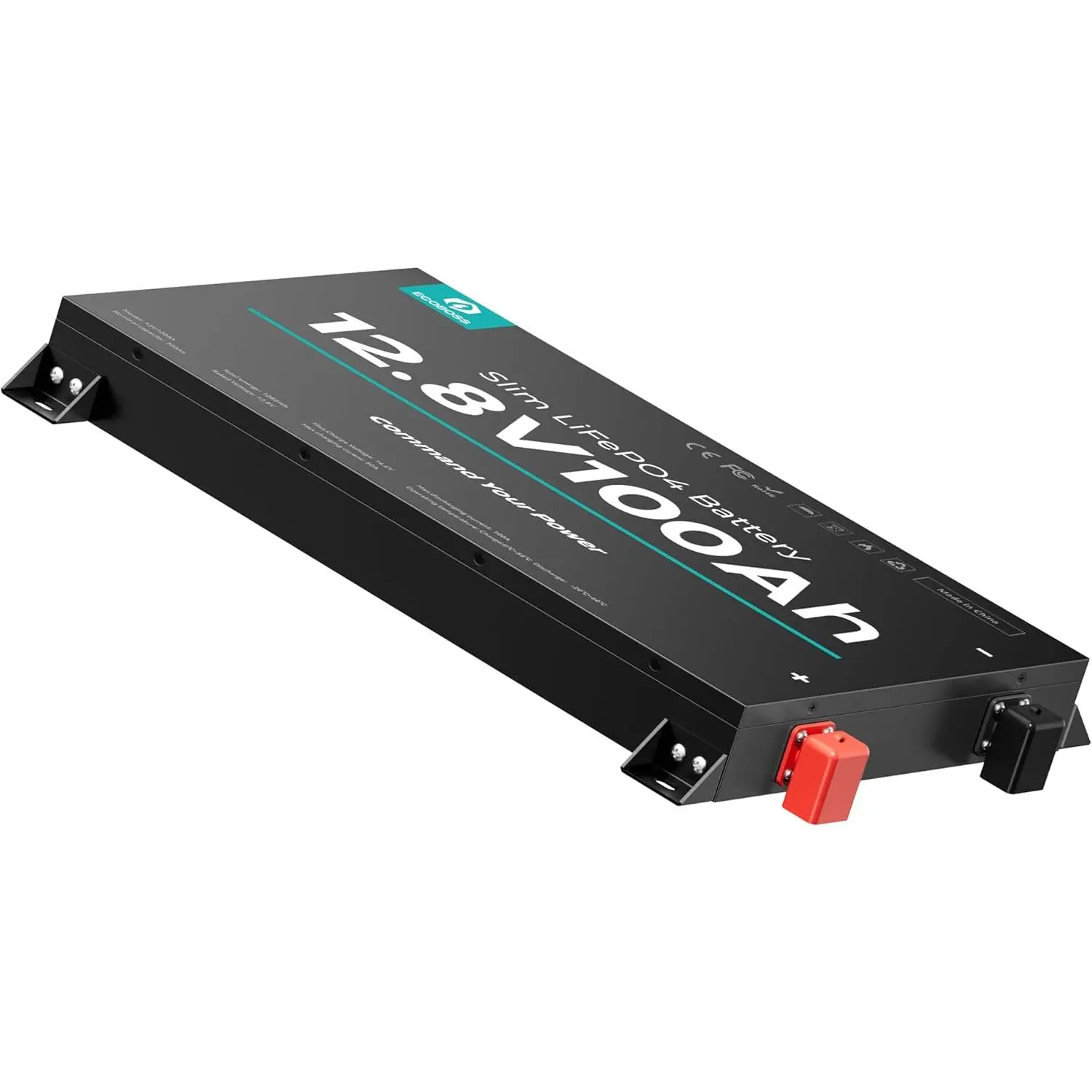 [Summerfinds] ECOBOSS 12V 100Ah LiFePO4 Battery, Slim 2.76in Design, 1280Wh Lithium Lifepo4 Power Supplies, 100A BMS, Low Temp Protection, for RV, Off-Grid Solar, Father's Day Gift campingessentials