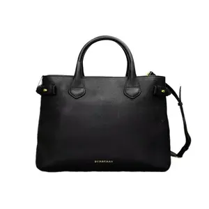 Pre-owned BURBERRY · Tote Bags Black Pebble Leather House Check Large Banner Tote Bag