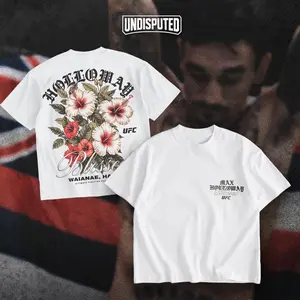 UNDISPUTED Max Holloway "Blessed" Hawaii Hibiscus UFC Heavy Cotton Shirt BMF Tshirt UFC Hoodie SweaterFan Apparel Menswear Direct-to-garment Breathable Printing