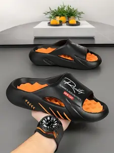 Men's Casual Letter Print Slides, Comfortable Non-Slip Soft Slippers for Indoor and Outdoor Wear, Slippers for Men