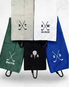 Personalized Golf Towel - Embroidered Custom Towel with Golf Club Design - Custom Golf Gift For Men