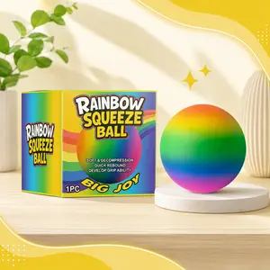 Rainbow Ball Squishy - Stress Relief Toy,Mini Cute Decompression Squeeze Toy for Adults, Slow Rising Sensory Fidget Stress Ball for Anxiety Relief, Easter Basket Stuffer Party Favor Gift for Rainbow Lovers