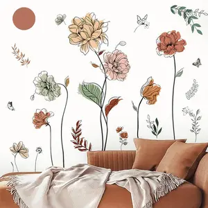 Minimalist Floral & Butterfly Wall Decals - Modern Line Art Vinyl Stickers for Home Wall Stickers, Waterproof Wall Decals for Living Room, Office & Bedroom