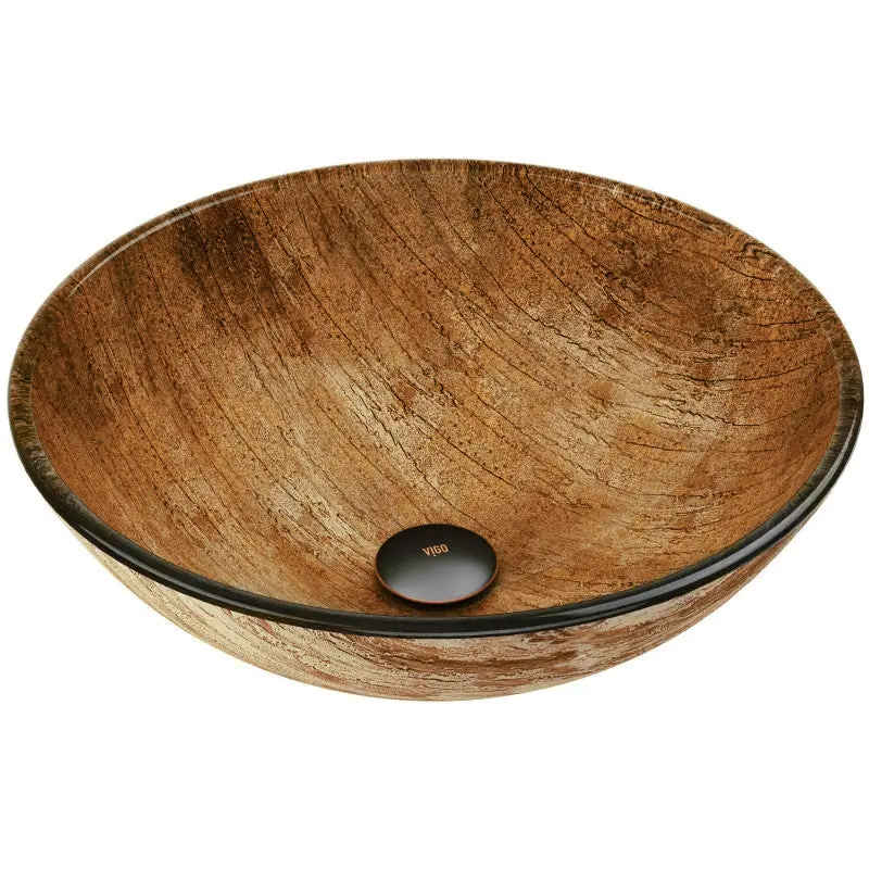 Crystalline Amber Sunset Vessel Sink – Tempered Glass, Above-Counter Round Design, Polished Finish, Scratch Resistant, cUPC Certified