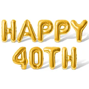 Letter Balloons - HAPPY 40TH 16" Inch Alphabet Letters Foil Mylar Balloon 40th Birthday Party Banner