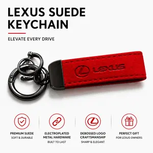 For Lexus RX NX ES GX TX UX IS LS LX RC LC LFA CT GS RX 350 NX 350 ES 350 GX 460, Premium Leather Car Keychain, Metal Key Ring Key Fob Holder with Swivel Clip, Anti-Lost Automotive Accessory, Luxury Driver Gift for Men Women, Red or Black