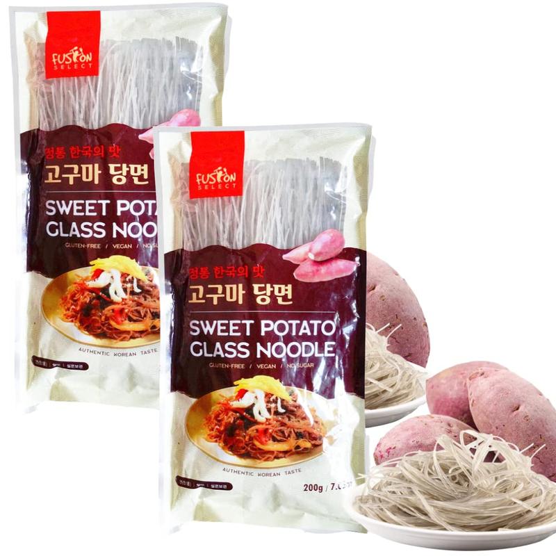 Fusion Select 2 Packs Sweet Potato Glass Noodles - Zero-Fat, Low-Calorie, No-Sodium Diet-Friendly, Gluten-Free, Vegan, Stir-Fry, Dumplings, Hot Pot 7.05oz