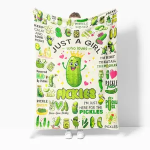 Pickled Vegetable Blanket Gift for Pickle Lovers Fun Food Cucumber Blanket, Soft Comfortable Lightweight Cover Suitable for Women Teens Boys Girls