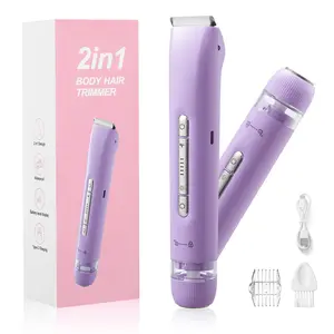 Electric Bikini Trimmer for Women, 1 Set Rechargeable 2 in 1 Body & FacialHair Removal for Winter Gift, Waterproof Wet &Dry Use Trimmer for Women, Halloween Christmas Gift, Fall Essentials