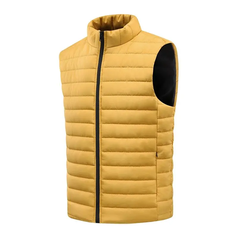 Men's Fitted Quilted Full-Zip Gilet - Warm Lightweight Menswear Sleeveless Outerwear, Ideal for Chilly Mornings, Daily Commutes Beige