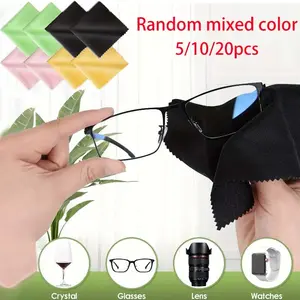5/10/20 Piece Set Microfiber Cleaning Cloths, Multicolor Eyeglass Cleaner, for Glasses Camera Lenses Phones Laptop LCD TV Screens, 7"x6"