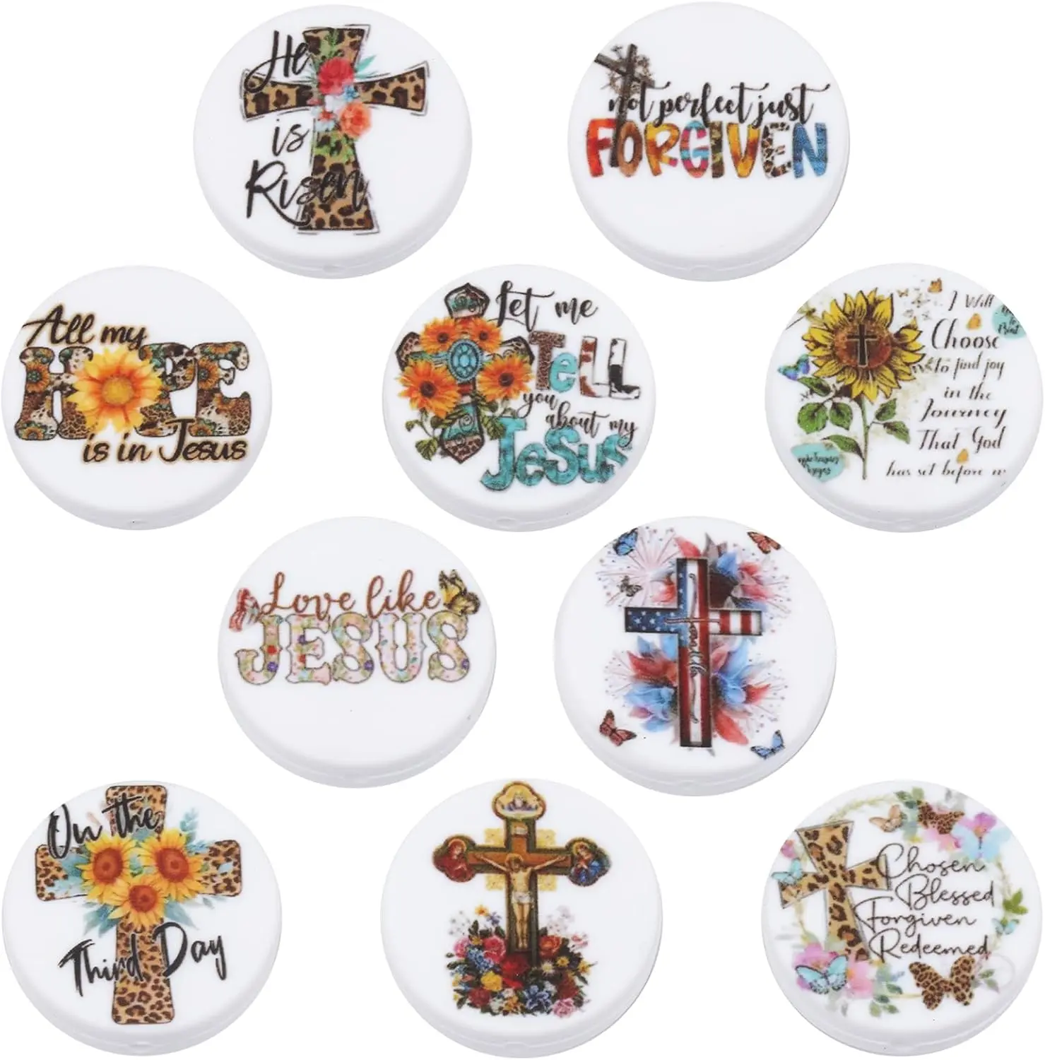 10 count Cartoon  Focus Beads Bulk Focal Beads Bulk  Spacer Beads for  Bracelet Lanyards  DIY Crafts(Cross Theme)