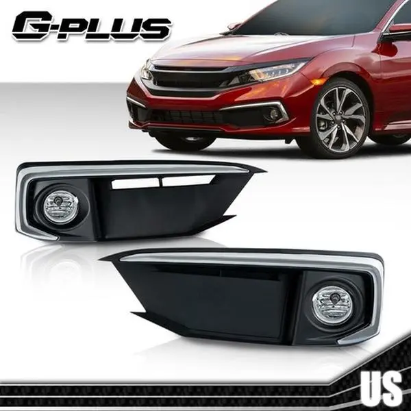 1Pair Bumper Fog Driving Lights Kit, Vehicle Car Accessories for 19-20 Honda Civic Coupe/Sedan G-PLUS, Auto Parts Accessories