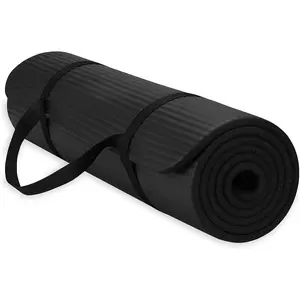 2/5" Thick (10mm) Yoga & Pilates, Fitness & Exercise Mat with Easy-Cinch Carrier Strap Cusion Support For Fitness and Gym Workouts
