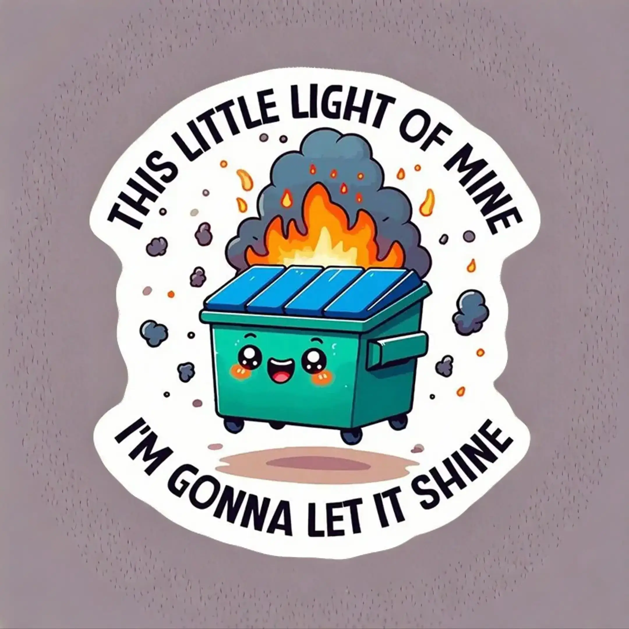 Cartoon Dumpster Fire Pattern Bumper Sticker, Funny Sarcastic Die Cut Sticker for Laptops, Cars & Water Bottles, Sticker Decals, Emotional Support & M