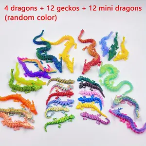 28pcs 3D Printed Dragon Gecko Mini Dragons Set, Multicolor Random, Aquarium Mini Garden Fairy Tale Indoor Decor, Ideal Gift