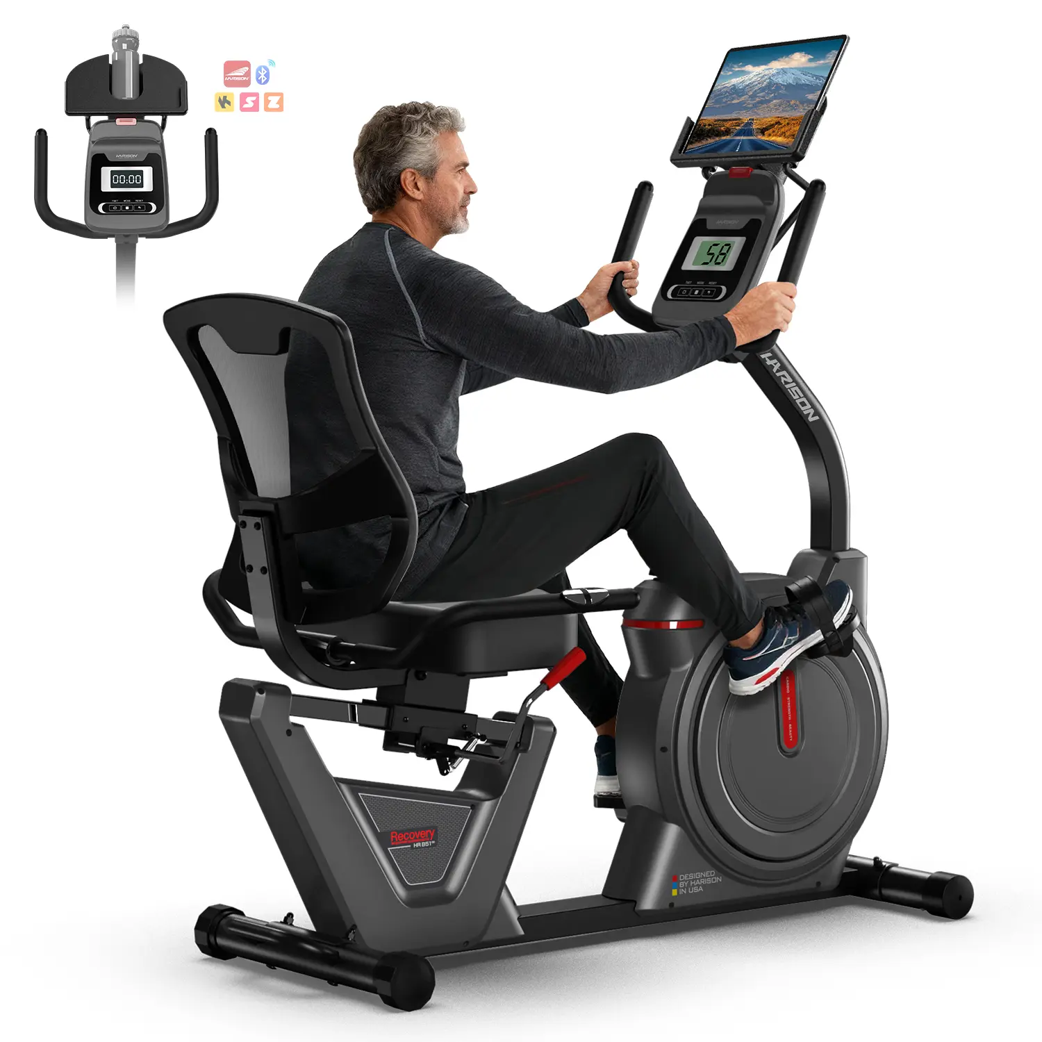 HARISON 450 LBS Heavy Duty Recumbent Exercise Bike w/ Smart App - Low Impact Stationary Bike for Home Gym, Adults & Seniors(TKHR-B51) Capacity Load Adjustable gift choice minigym tik shop cyber monday