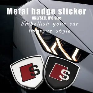 1Pc 3D Metal Shield Shape Car S Badge Logo Decal Body Side Door Front Grill Trunk Metal Sticker Decoration Car Accessories Suitable for Audi Sline A3 A4 B5 B6 B7 B8 8P B9 8V 8L A6 C7 C6 A1 A5 A7 TT Q3 Q5 Q7 Q8 S3 S4 S5 S6 S7 RS3 RS5