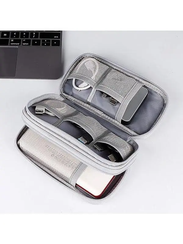 Portable Multi-Compartment Travel Organizer Pouch - Luggage & Home Accessory for Cables, Makeup, Phone Essentials & Small Daily Items