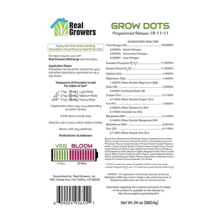 Real Growers Grow Dots Classic 16-11-11 Fertilizer