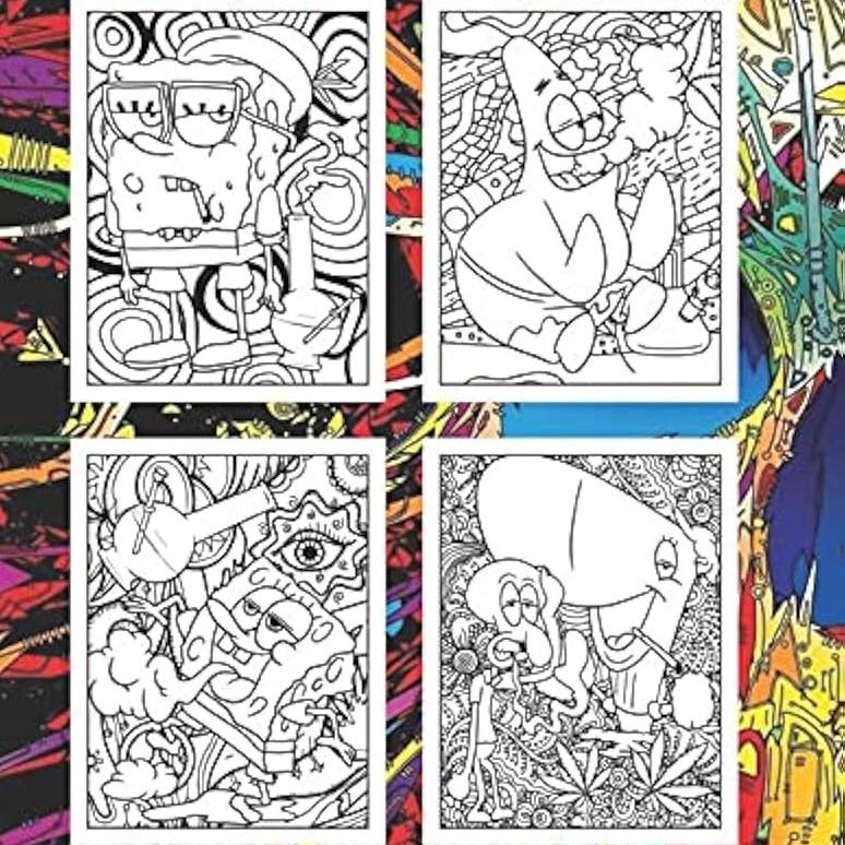 Stoner Coloring Book: 53+ Trippy Psychedelic Stoner 420 Coloring Pages For Adults With Many Favorite Characters For Stress Relief And Relaxation Paperback