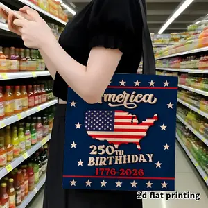 American 250th Anniversary Handbag (1776-2026) with Us Map Flag Stars Patriotic Design, Spacious for Independence Day Parade Shopping Daily Use