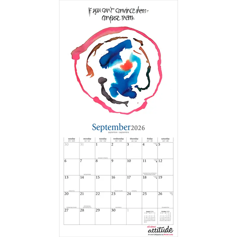 All About Attitude | 2026 12 x 24 Inch (Hanging) Monthly Square Wall Calendar | Featuring the Artwork of Renee Locks | Plastic-Free | Brush Dance | Art Paintings Inspiration Motivation 3