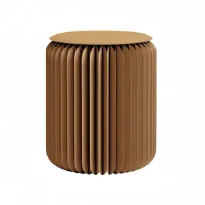 Folding Stool - 17Inch Home Furniture 660lb Load Capacity Foldable Paper Stool - Eco-Friendly Kraft Paper Honeycomb Design,Foldable to 1.2",Brown Modern Minimalist Stool for Living Room(Brown)