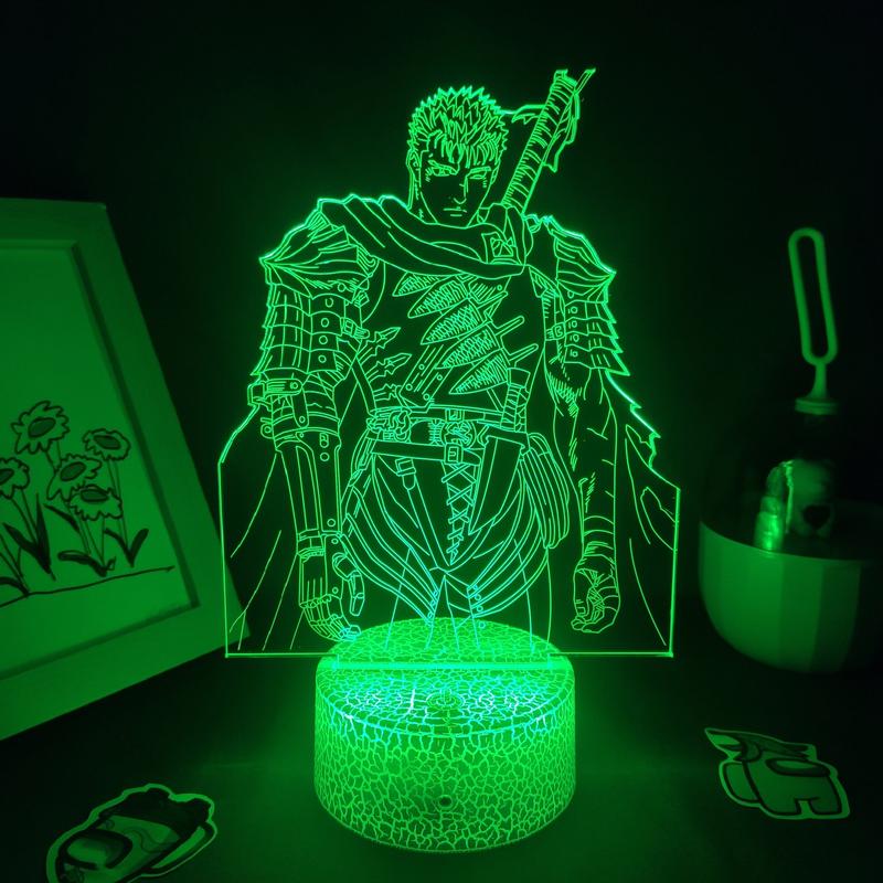 Berserk Anime Guts LED Lamp - 3D Night Light with Touch Sensor, Color Changing RGB Light for Kids Bedroom, Bedside Decor - Home Improvement Novelty Lighting