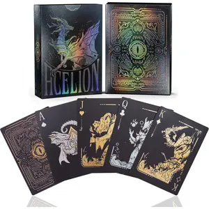 Easy Shuffling Plastic Waterproof Playing Cards,Cool Black Dragon Poker Cards for Game and Party, Deck of Cards Dragon