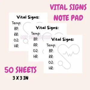 Vital Signs Memo Pads Notepad 50 sheets 3x3 in For Student & Nurse - Buy 2 Get 1 Scrunchie for FREE craft