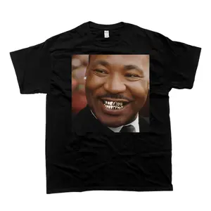 Martin Luthe King Gold Grillz Meme Heavyweight Cotton Unisex Casual Tee