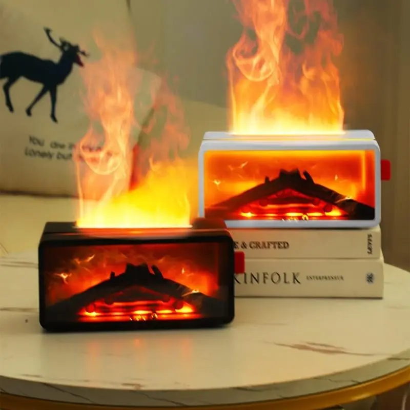 Remote Control Steam Fireplace Humidifier, 7 Color Flame Essential Oil Diffuser, Aromatherapy Air Purifier for Home & Office, Aromatherapy Diffusers, Aromatherapy Machine, USB Powered Humidifier