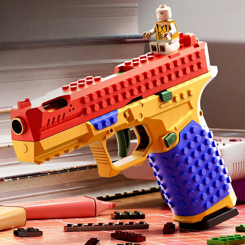 Christmas Birthday Gift for Boys Girls Automatic Launching Building Block Gun Blasters, Stem Construction Set with Realistic Launch Mechanism