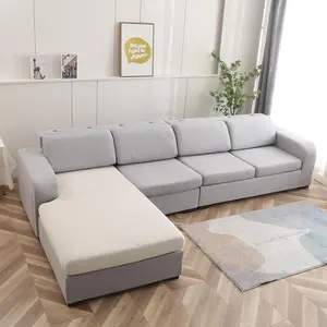 Velvet Couch Cushion Cover Thick Chaise Cover Sectional Sofa Cover Couch Covers with Elastic Band for Both Left/Sectional Couch (1PC Chaise Cover,Cream)