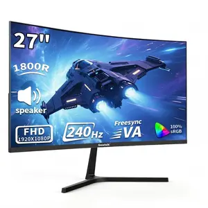 Gawfolk 27-Inch Curved 240Hz Full HD 1080P Gaming Monitor, Frameless 1800R Computer Display with Built-In Speakers, 100x100mm Wall-Mount Compatible, DP & HDMI Ports