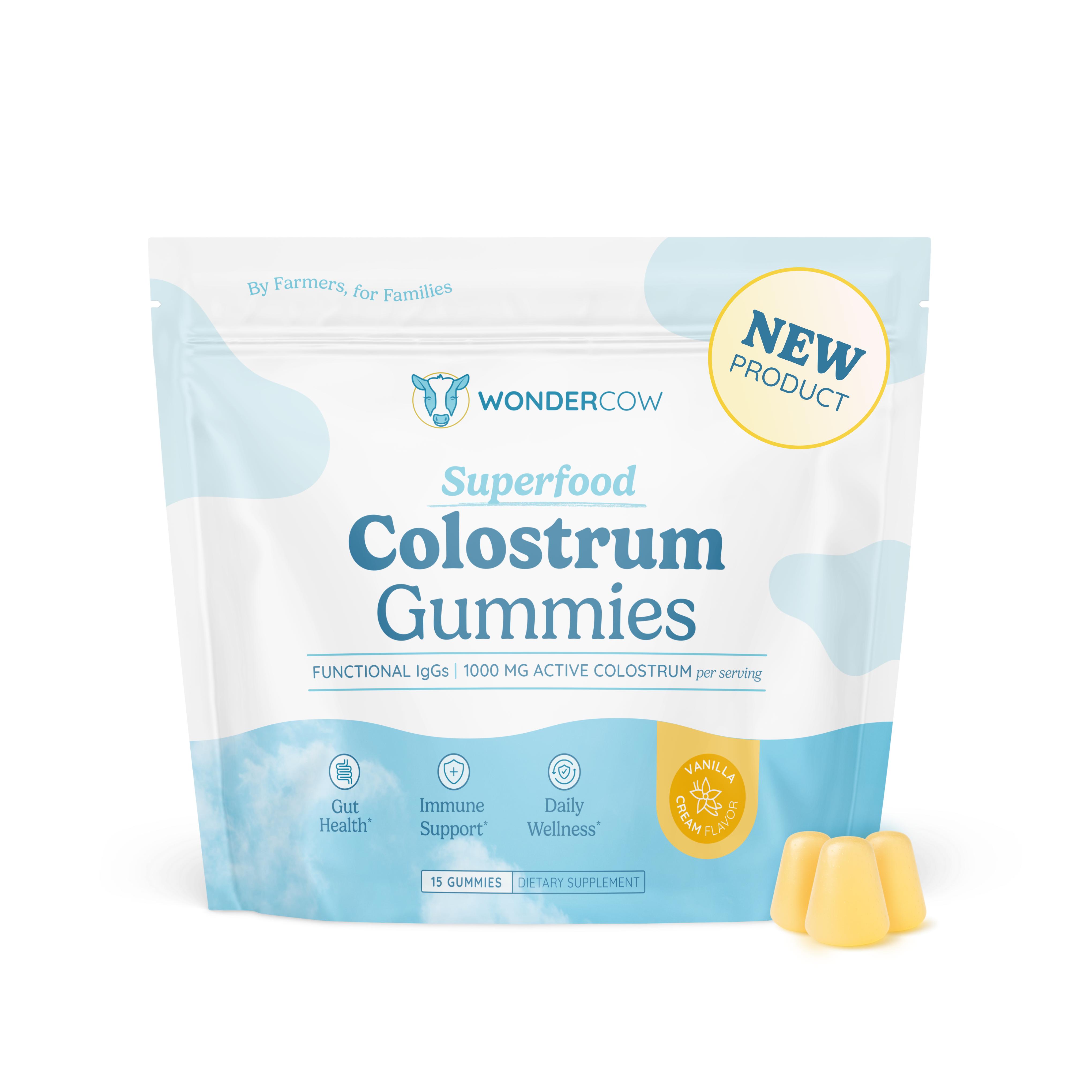 Vanilla Colostrum Gummies - 5 Serving, Whole Bovine Colostrum, Immune Support, Gut Health, On-the-Go, 1,000mg active colostrum per serving