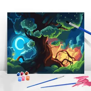 Tree Scenery Paint By Number Kit without Frame, 1 Set DIY Painting Supplies for Beginner, Wall Art Decoration for Home Living Room Bedroom