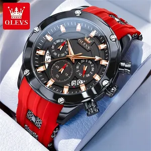 Olevs Men's Sports Waterproof Chronograph Quartz Watch, Classic Fashion Wrist Watch, Elegant Gift for Men Women