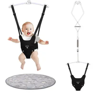 Baby Jumper, Doorway Baby Jumper with Adjustable Strap - Portable Baby Bouncer Jumper, Easy to Assemble, Equipped with Soft Rug
